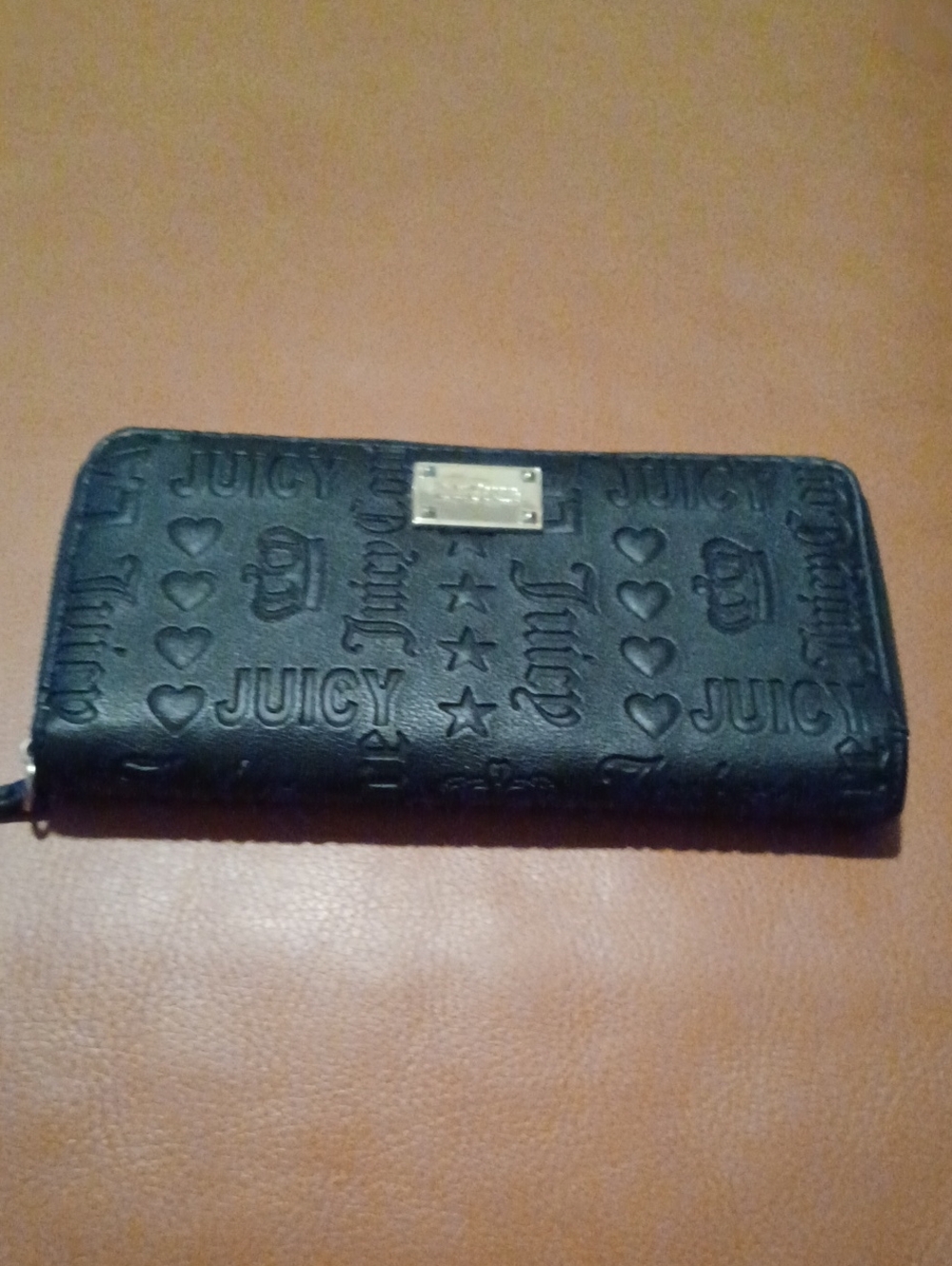 > Juicy Couture Black Embossed Zip-Around Wallet